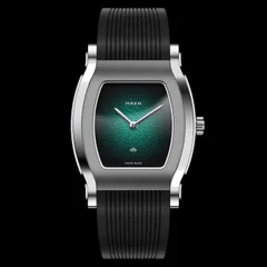 MAEN Grand Tonneau Ultra Thin MNL.07 with turquoise fumé dial on black rubber strap