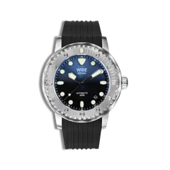 Wise Diving 300M Gen 2 DSX322 in steel, dark blue fade-to-black dial, on black FKM rubber strap