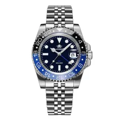Addiesdive AD2050 GMT with black dial and black-and-blue bezel