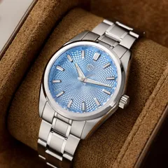 Watchdives WD0003G with sky blue spiral guilloché dial