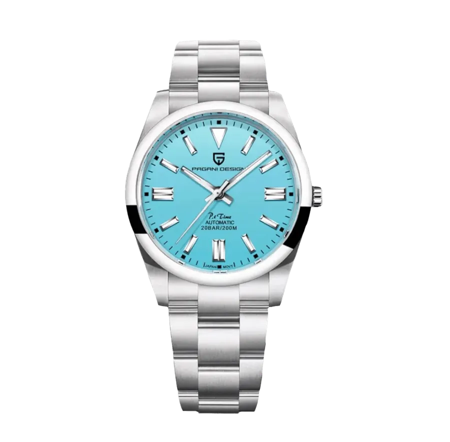Pagani Design PD-1690 Oyster Perpetual-style watch with turquoise dial and no date window on Oyster bracelet