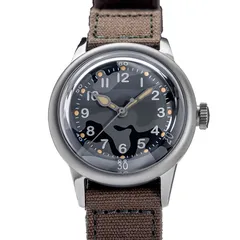 Thorn A11 (SHY034) in titanium with grey camouflage dial on a brown canvas strap