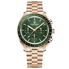 Pagani Design PD-1701 Gold Green with gold-tone case and bracelet, green dial and green tachymeter bezel (the store says the finish is rose gold, not yellow as pictured)