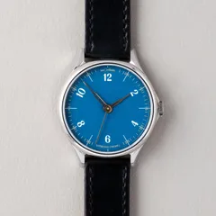 anOrdain Model 1 35mm Teal, vitreous enamel dial, on black shell cordovan strap