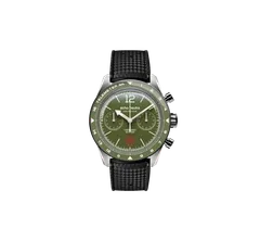 echo/neutra 1956 Chrono with alpine green dial on tropical rubber strap