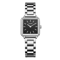 Cadisen C2043L square watch with black dial in a silver-tone case on a steel link bracelet