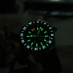 Aquatico Bronze Raider Tritium GMT tritium lume shot