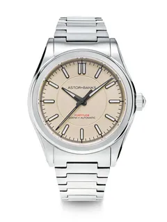 Astor+Banks Fortitude Lite, sand dial, on steel bracelet