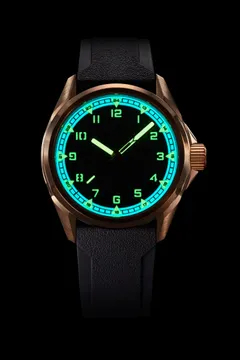 Zelos Swordfish Field 38mm Bronze Meteorite lume shot