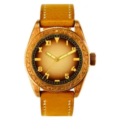 San Martin SN061-T 41mm carved bronze diver, california gradient brown dial, no date, on leather strap