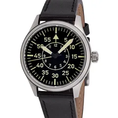 Islander 39mm Automatic Pilot ISL-113 with black Type-B dial and no date, on black leather strap