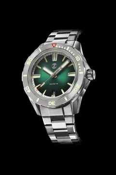 Zelos Swordfish 40mm Ti Emerald Green, green fumé sunburst dial and titanium bezel insert