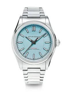 Astor+Banks Fortitude Lite, powder blue dial, on steel bracelet