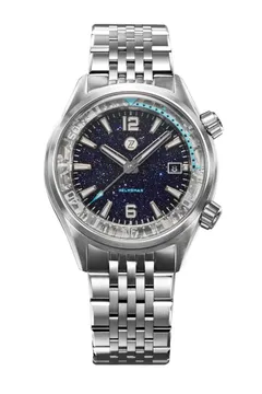 Zelos Helmsman SS, aventurine glass dial, crystallised titanium internal bezel