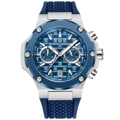 Pagani Design PD-YS032 with steel case, blue bezel and blue dial on blue rubber strap