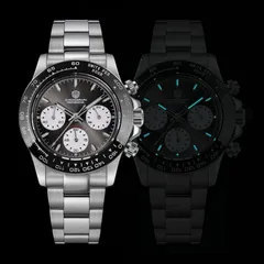 Watchdives WD16500 V2 with grey-black dial and white subdials, with lume shot