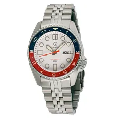 Islander 38mm Automatic Dual Time ISL-151 with white dial and blue and red 12-hour bezel