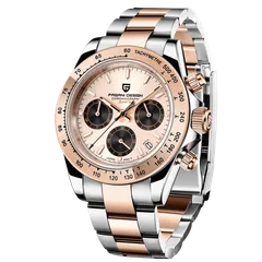 Pagani Design PD-1644 Gold, two-tone rose gold with champagne dial and black sub-dials