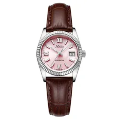 Addies AW25901 in steel with pink dial on the brown leather strap