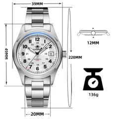 Addiesdive AD2048 dimension graphic on the bracelet (220mm, 136g)
