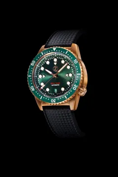 Zelos Mako V2 500m Diver in bronze, green dial, green ceramic bezel