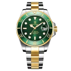 Pagani Design PD-1639 Gold with green dial and green bezel on two-tone bracelet