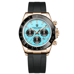 Pagani Design PD-1664 with rose-gold-tone case and turquoise dial on rubber strap