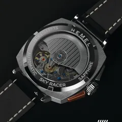 Hemel Sky Racer Automatic, caseback window showing the SL4617 movement