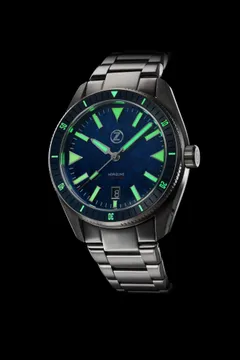 Zelos Horizons 43mm SS Blue Meteorite lume shot (the same shot is used on every colourway's page)