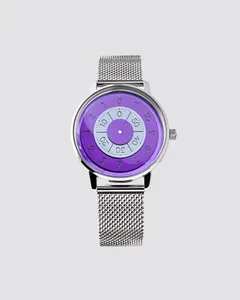Anicorn Series K452 Umbra with phthalo-purple discs on a steel Milanese bracelet