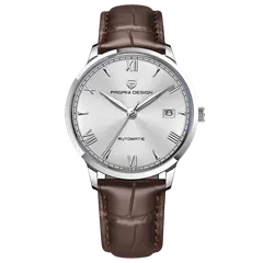 Pagani Design PD-1759 with silver-white dial on brown leather strap