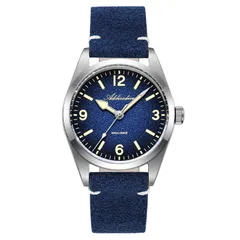 Addiesdive AD2544 with blue dial on a blue suede-finish leather strap
