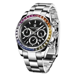 Pagani Design PD-1644 Rainbow with black dial and gem-set rainbow bezel