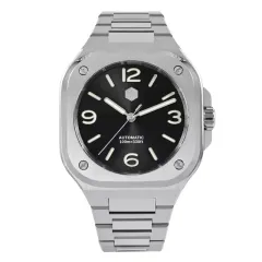 San Martin SN074-G with sunray black dial on integrated bracelet
