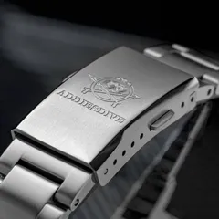 Addiesdive AD2091 signed fold-over clasp with push buttons and spring-bar micro-adjust holes