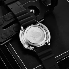 Pagani Design PD-1695 solid screw-down caseback with turtle engraving and "Water resistant 300M"