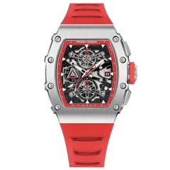 Pagani Design PD-YS011 with steel case and red accents on red strap