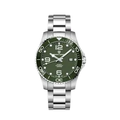 Pagani Design PD-1702 with green dial and bezel on steel bracelet
