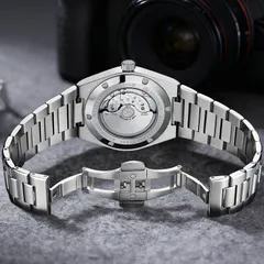 AddiesKIN K008 exhibition caseback showing the Miyota 9015, and the butterfly clasp