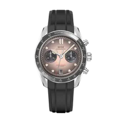 Wise Adamascus AD8CHRO99 chronograph, light pink gradient grey dial, on black FKM rubber strap