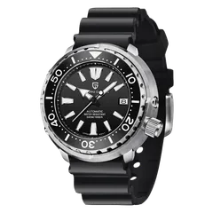 Pagani Design PD-1695 with black dial and black bezel on black rubber strap