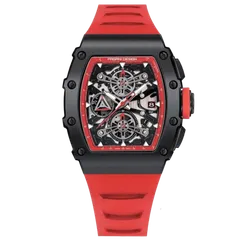 Pagani Design PD-YS011 with black-tone case and red accents on red strap