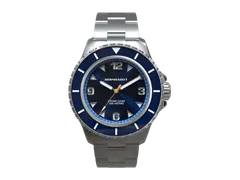 Bernhardt Cipher Diver Blue, blue bezel and dial, on steel bracelet