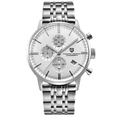 Pagani Design PD-2720K with white dial and grey subdials on steel bracelet