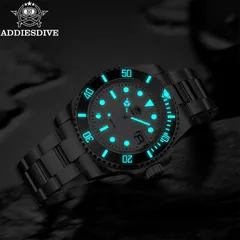 Addiesdive H3D-QZ in the dark, dial markers, hands and bezel scale glowing