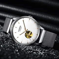 Cadisen C8164 with white dial on the steel mesh bracelet