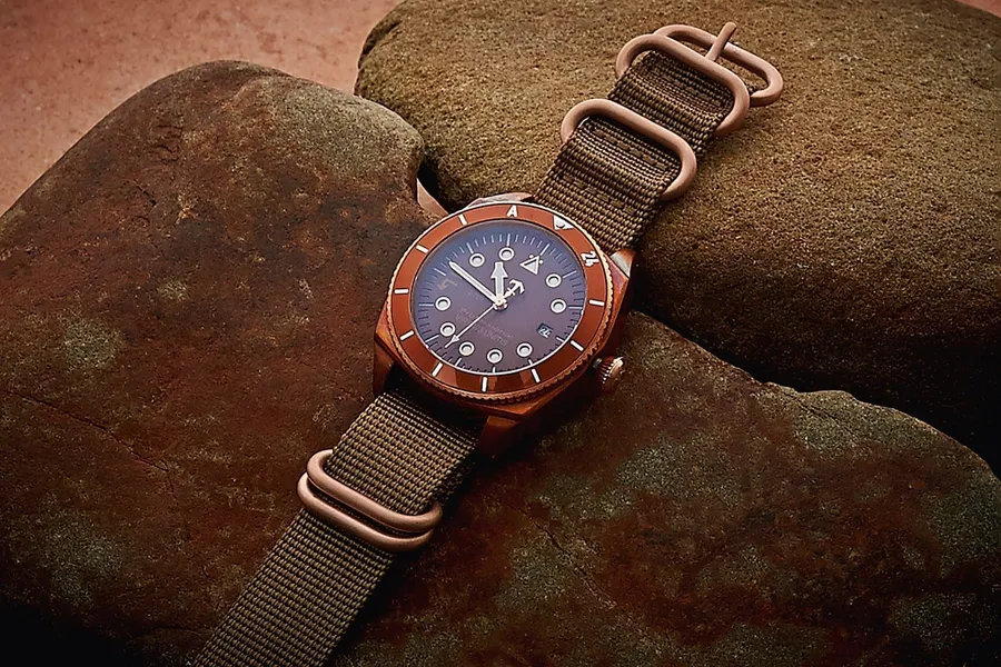 Viribus Unitis A24, bronze case, brown dial, on NATO strap