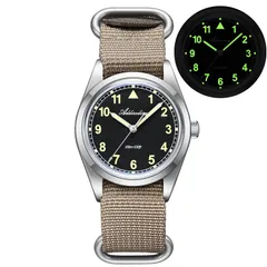 Addiesdive AD2079 Dial B, black dial with cream numerals on a khaki nylon strap, with lume inset