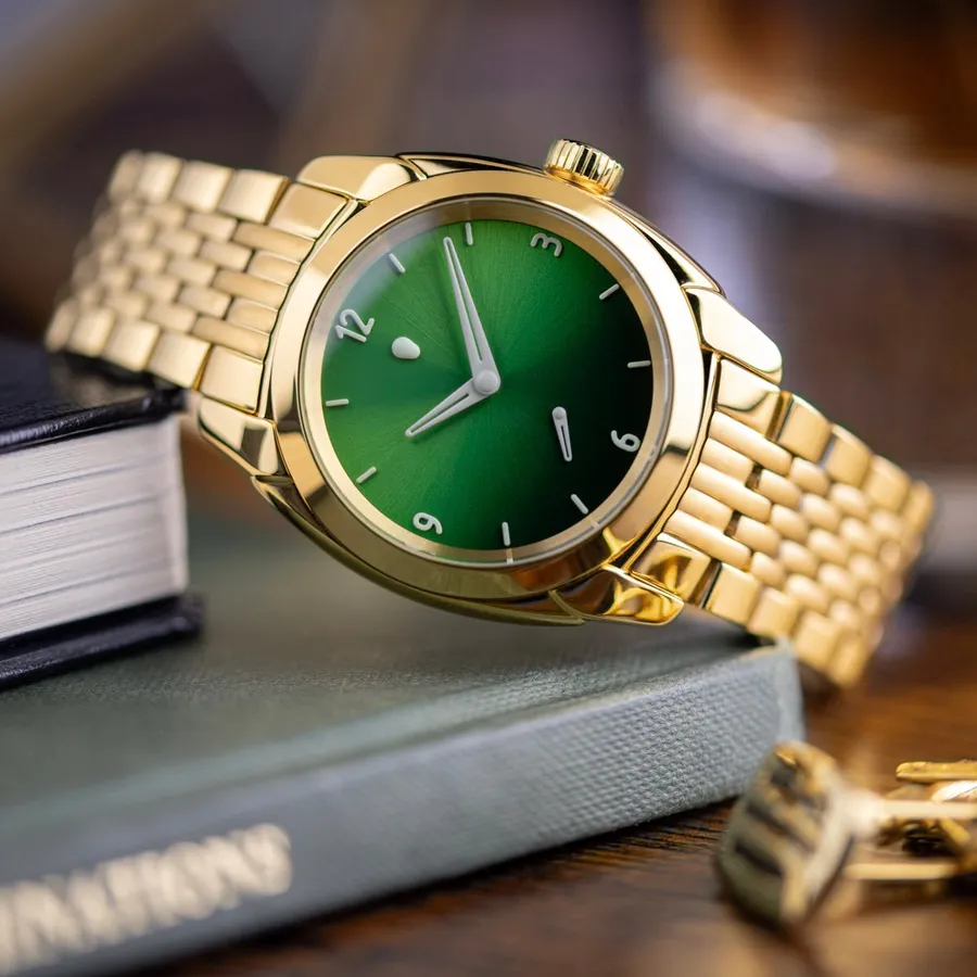 Isotope Mercury Alchemy, green enamel dial, dark gold PVD case and bracelet