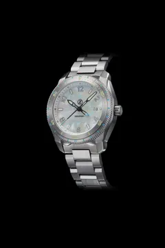 Zelos Thresher 500m GMT, white mother-of-pearl dial, lumed steel bezel, on steel bracelet